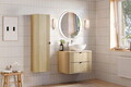 Set mobiler baie, dulap cu lavoar, 80 cm Cloud, Ovalia Cremona, Comad, MDF/PAL laminat, stejar cremona