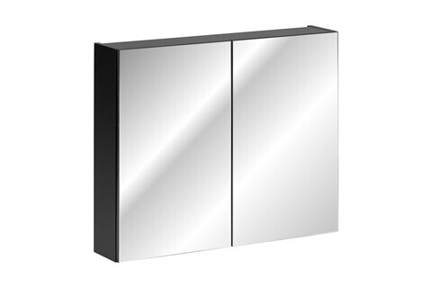 Cabinet cu oglinda si 2 usi, Santa Fe Black, Comad, 80x17x65 cm, PAL laminat, negru mat