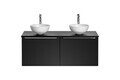 Set mobilier baie, dulap dublu si 2 lavoare, 120 cm Domi, Santa Fe Black, Comad, MDF/PAL laminat, negru mat