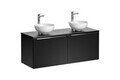 Set mobilier baie, dulap dublu si 2 lavoare, 120 cm Domi, Santa Fe Black, Comad, MDF/PAL laminat, negru mat
