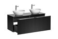 Set mobilier baie, dulap dublu si 2 lavoare, 120 cm Lola, Santa Fe Black, Comad, MDF/PAL laminat, negru mat