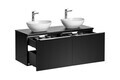 Set mobilier baie, dulap dublu si 2 lavoare, 120 cm Lola, Santa Fe Black, Comad, MDF/PAL laminat, negru mat