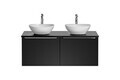 Set mobilier baie, dulap dublu si 2 lavoare, 120 cm Lola, Santa Fe Black, Comad, MDF/PAL laminat, negru mat