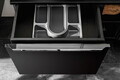 Set mobilier baie, dulap dublu si 2 lavoare, 120 cm Lola, Santa Fe Black, Comad, MDF/PAL laminat, negru mat