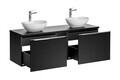 Set mobilier baie, dulap dublu si 2 lavoare, 140 cm Lola, Santa Fe Black, Comad, MDF/PAL laminat, negru mat