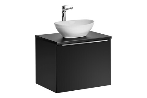 Set mobilier baie, dulap cu lavoar, 60 cm Lola, Santa Fe Black, Comad, MDF/PAL laminat, negru mat