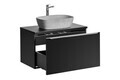 Set mobiler baie, dulap cu lavoar, 80 cm Anna, Santa Fe Black, Comad, MDF/PAL laminat, negru mat