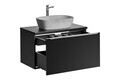 Set mobiler baie, dulap cu lavoar, 80 cm Anna, Santa Fe Black, Comad, MDF/PAL laminat, negru mat