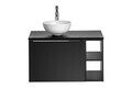 Set mobiler baie, dulap cu lavoar, 80 cm Domi, Santa Fe Black, Comad, MDF/PAL laminat, negru mat