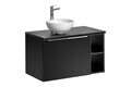 Set mobiler baie, dulap cu lavoar, 80 cm Domi, Santa Fe Black, Comad, MDF/PAL laminat, negru mat
