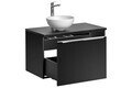 Set mobiler baie, dulap cu lavoar, 80 cm Domi, Santa Fe Black, Comad, MDF/PAL laminat, negru mat