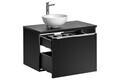Set mobiler baie, dulap cu lavoar, 80 cm Domi, Santa Fe Black, Comad, MDF/PAL laminat, negru mat