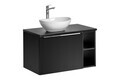 Set mobiler baie, dulap cu lavoar, 80 cm Lola, Santa Fe Black, Comad, MDF/PAL laminat, negru mat