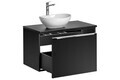 Set mobiler baie, dulap cu lavoar, 80 cm Lola, Santa Fe Black, Comad, MDF/PAL laminat, negru mat