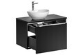 Set mobiler baie, dulap cu lavoar, 80 cm Lola, Santa Fe Black, Comad, MDF/PAL laminat, negru mat