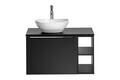 Set mobiler baie, dulap cu lavoar, 80 cm Lola, Santa Fe Black, Comad, MDF/PAL laminat, negru mat
