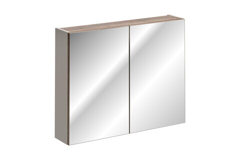 Cabinet cu oglinda si 2 usi, Santa Fe Taupe, Comad, 80x17x65 cm, PAL laminat, gri
