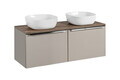 Set mobilier baie, dulap dublu si 2 lavoare, 120 cm, Santa Fe Taupe, Comad, MDF/PAL laminat, gri/stejar santa fe vintage