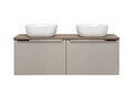 Set mobilier baie, dulap dublu si 2 lavoare, 120 cm, Santa Fe Taupe, Comad, MDF/PAL laminat, gri/stejar santa fe vintage