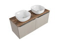Set mobilier baie, dulap dublu si 2 lavoare, 120 cm, Santa Fe Taupe, Comad, MDF/PAL laminat, gri/stejar santa fe vintage