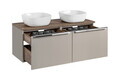 Set mobilier baie, dulap dublu si 2 lavoare, 120 cm, Santa Fe Taupe, Comad, MDF/PAL laminat, gri/stejar santa fe vintage