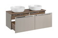 Set mobilier baie, dulap dublu si 2 lavoare, 120 cm, Santa Fe Taupe, Comad, MDF/PAL laminat, gri/stejar santa fe vintage