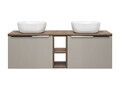 Set mobilier baie, dulap dublu si 2 lavoare, 140 cm, Santa Fe Taupe, Comad, MDF/PAL laminat, gri/stejar santa fe vintage
