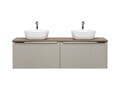 Set mobilier baie, dulap dublu si 2 lavoare, 160 cm, Santa Fe Taupe, Comad, MDF/PAL laminat, gri/stejar santa fe vintage