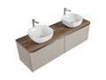Set mobilier baie, dulap dublu si 2 lavoare, 160 cm, Santa Fe Taupe, Comad, MDF/PAL laminat, gri/stejar santa fe vintage