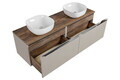 Set mobilier baie, dulap dublu si 2 lavoare, 160 cm, Santa Fe Taupe, Comad, MDF/PAL laminat, gri/stejar santa fe vintage