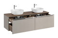 Set mobilier baie, dulap dublu si 2 lavoare, 160 cm, Santa Fe Taupe, Comad, MDF/PAL laminat, gri/stejar santa fe vintage