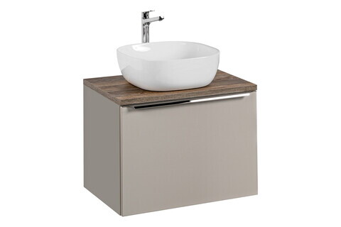 Set mobiler baie, dulap cu lavoar, 60 cm, Santa Fe Taupe, Comad, MDF/PAL laminat, gri/stejar santa fe vintage