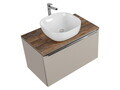 Set mobiler baie, dulap cu lavoar, 80 cm, Santa Fe Taupe, Comad, MDF/PAL laminat, gri/stejar santa fe vintage