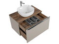 Set mobiler baie, dulap cu lavoar, 80 cm, Santa Fe Taupe, Comad, MDF/PAL laminat, gri/stejar santa fe vintage