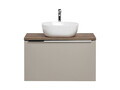 Set mobiler baie, dulap cu lavoar, 80 cm, Santa Fe Taupe, Comad, MDF/PAL laminat, gri/stejar santa fe vintage