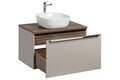 Set mobiler baie, dulap cu lavoar, 80 cm, Santa Fe Taupe, Comad, MDF/PAL laminat, gri/stejar santa fe vintage