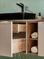 Set mobiler baie, dulap cu lavoar, 80 cm, Santa Fe Taupe, Comad, MDF/PAL laminat, gri/stejar santa fe vintage