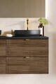 Set mobilier baie, masca cu lavoar si dulap inalt, 60 cm, Talia Casella, Comad, MDF/PAL laminat, stejar casella/negru mat