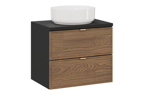Set mobiler baie, dulap cu lavoar, 60 cm, Talia Casella Black, Comad, MDF/PAL laminat, stejar casella/negru mat