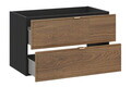 Set mobilier baie, masca cu lavoar, dulap inalt si oglinda LED, 80 cm Trust, Talia Casella Black, Comad, MDF/PAL laminat, stejar casella/negru mat
