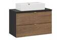 Set mobiler baie, dulap cu lavoar, 80 cm Trust, Talia Casella Black, Comad, MDF/PAL laminat, stejar casella/negru mat
