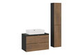 Set mobilier baie, masca cu lavoar si dulap inalt, 80 cm Trust, Talia Casella Black, Comad, MDF/PAL laminat, stejar casella/negru mat