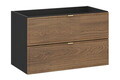 Set mobilier baie, masca cu lavoar si dulap inalt, 80 cm Trust, Talia Casella Black, Comad, MDF/PAL laminat, stejar casella/negru mat
