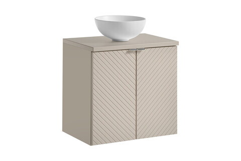 Set mobiler baie, dulap cu lavoar, 60 cm D Un Domi, Viva Cashmere, Comad, MDF/PAL laminat, casmir mat
