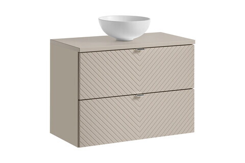Set mobiler baie, dulap cu lavoar, 80 cm S Un Domi, Viva Cashmere, Comad, MDF/PAL laminat, casmir mat