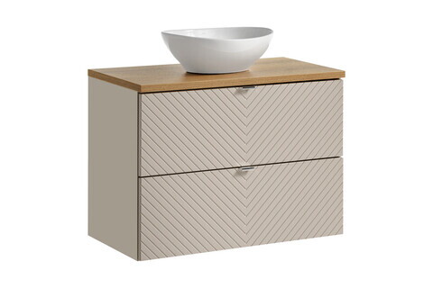 Set mobiler baie, dulap cu lavoar, 80 cm S Un Lola, Viva Cashmere Oak, Comad, MDF/PAL laminat, casmir mat