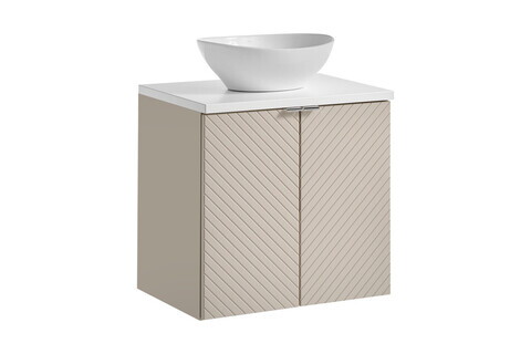 Set mobiler baie, dulap cu lavoar, 60 cm D Un Domi, Viva Cashmere White, Comad, MDF/PAL laminat, casmir mat
