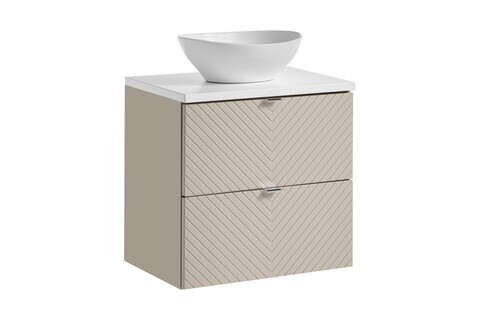 Set mobiler baie, dulap cu lavoar, 60 cm S Un Lola, Viva Cashmere White, Comad, MDF/PAL laminat, casmir mat