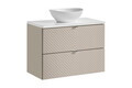 Set mobiler baie, dulap cu lavoar, 80 cm S Un Lola, Viva Cashmere White, Comad, MDF/PAL laminat, casmir mat