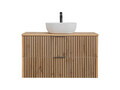 Set mobiler baie, dulap cu lavoar, 100 cm, Xilo, Comad, MDF/PAL laminat, stejar wotan/ gri piatra